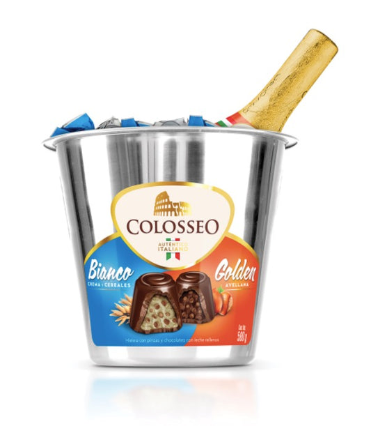 Colosseo Hielera  con Chocolate Blanco y Botella de chocolate Golden